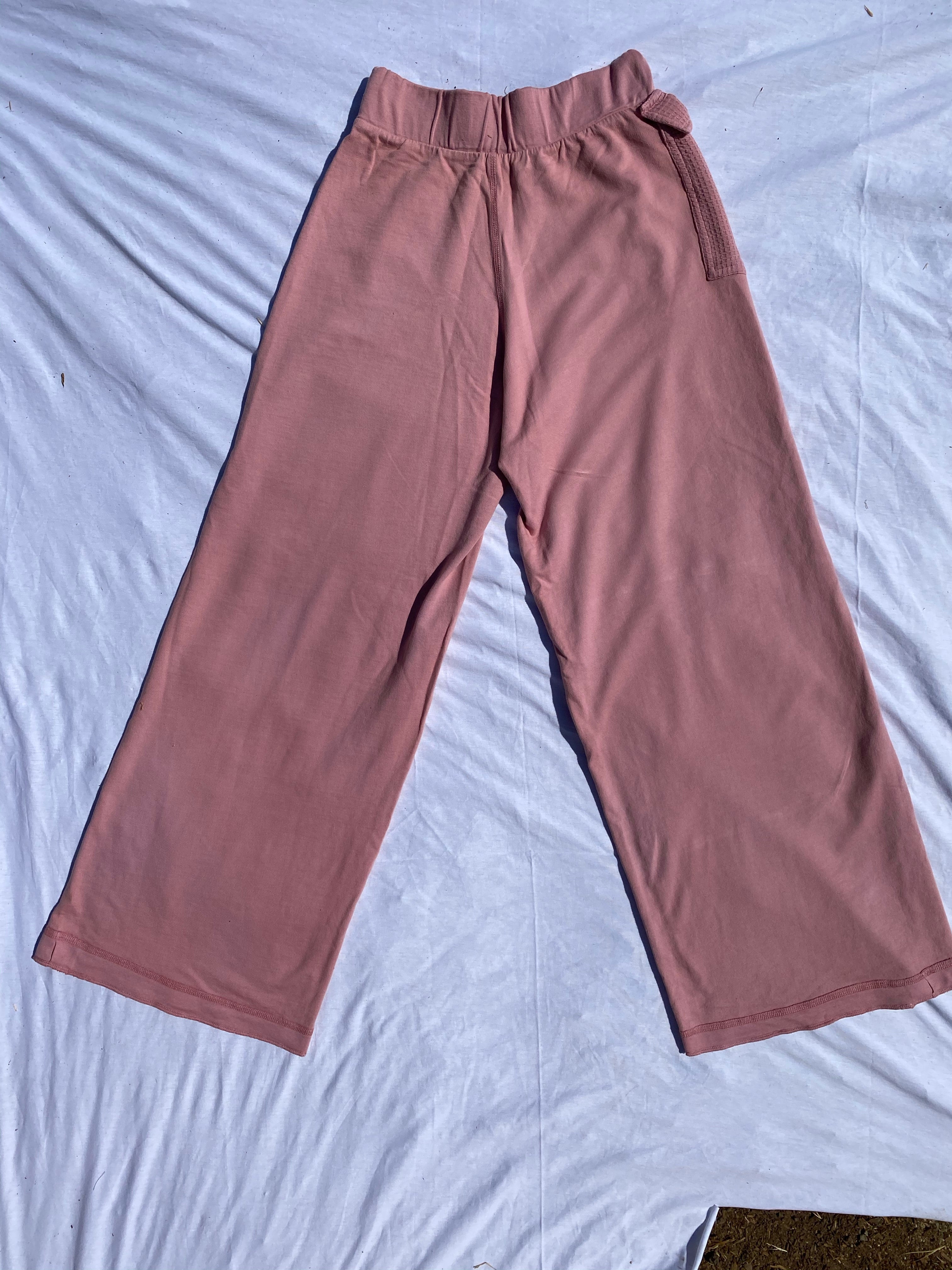The pink french terry bell bottoms